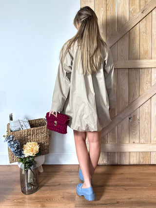 Balloon Shirt Dress / Beige