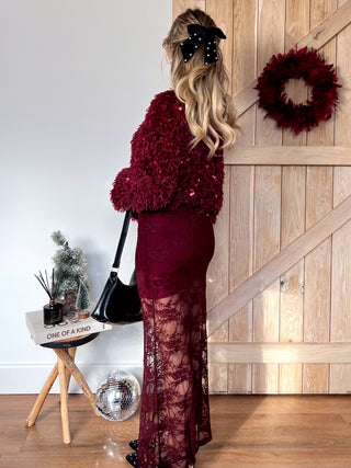 Elegant Lace Skirt / Burgundy