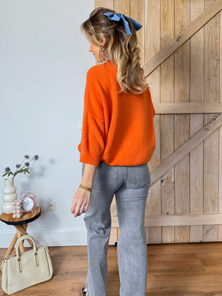 Oversized Chic Knit Sweater / Bright Orange