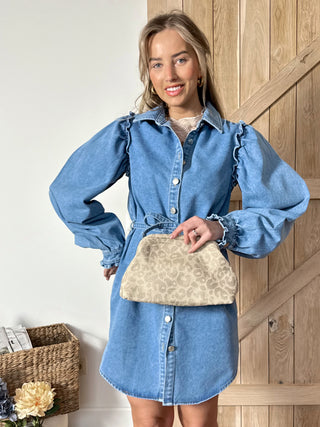 Denim Puff Sleeve Dress / Blue