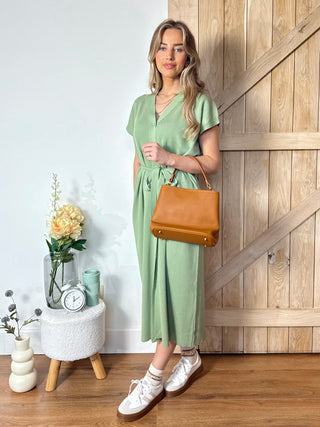 Button-Up Knit Dress / Sage Green