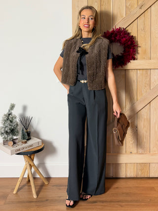 High-Waist Wide-Leg Pants / Grey