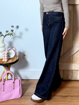 Wide-Leg Jeans / Dark Stiched Denim