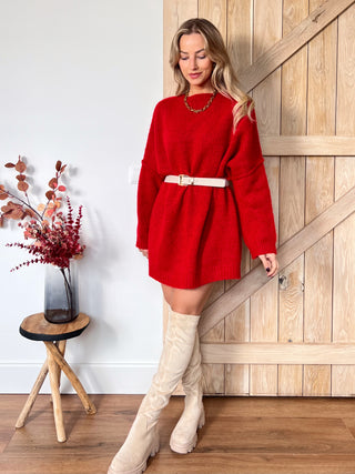 Soft & Sweet Sweater Dress / Red