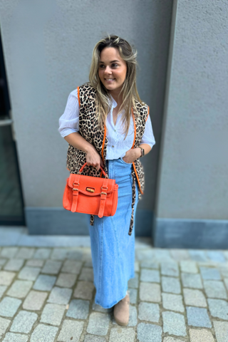 Leopard Ribbon Gilet / Orange