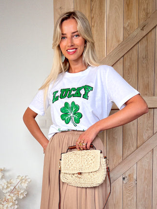 Lucky Graphic Tee / White-Green