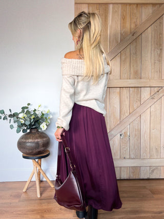 Flowy Maxi Skirt / Silky Burgundy