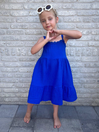 Ruffled Summer Dress / Cobalt Blue