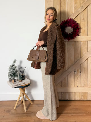 Oversized Teddy Blazer Jacket / Chocolate Brown