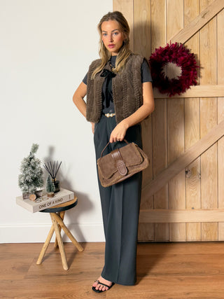 High-Waist Wide-Leg Pants / Grey