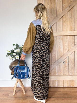 Mix & Match Leopard Maxi Dress / Camel - Blue