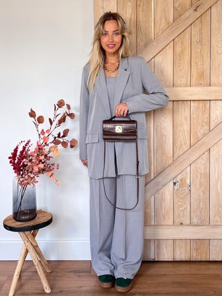 Pinstripe Suit Set / Light Grey