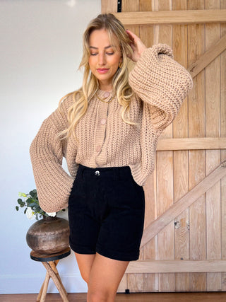 Cozy Knitted Cardigan / Camel