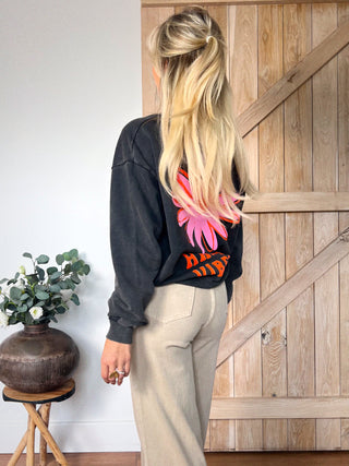 Flower Power Sweater / Dark Grey