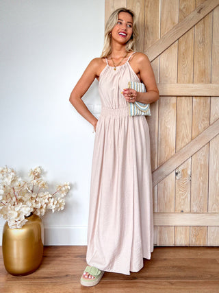 Glam Halter Dress / Beige