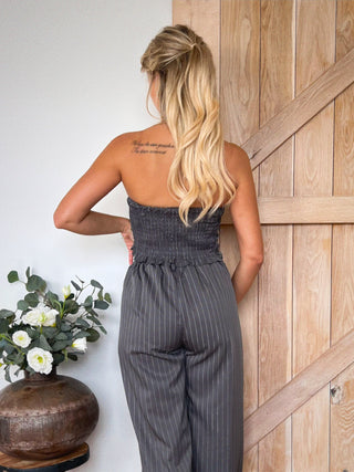 Grey Pinstripe Suit Set