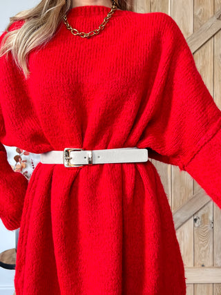 Soft & Sweet Sweater Dress / Red