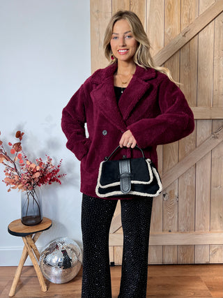 Cozy & Classic Teddy Coat / Burgundy