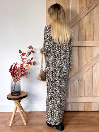 Classic Leopard Dress Maxi Dress / Beige