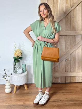 Button-Up Knit Dress / Sage Green