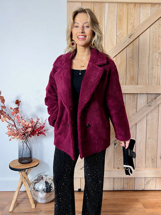 Cozy & Classic Teddy Coat / Burgundy