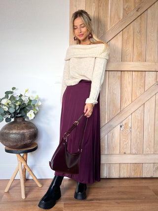 Flowy Maxi Skirt / Silky Burgundy