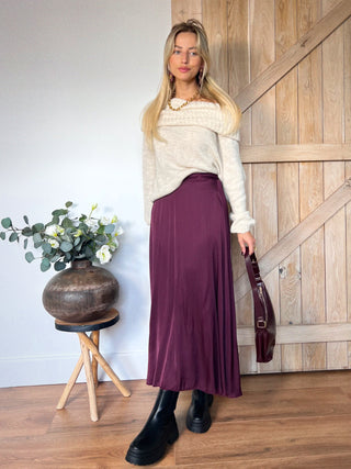 Flowy Maxi Skirt / Silky Burgundy