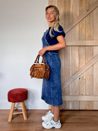 Denim Dungaree Dress / Vintage Blue