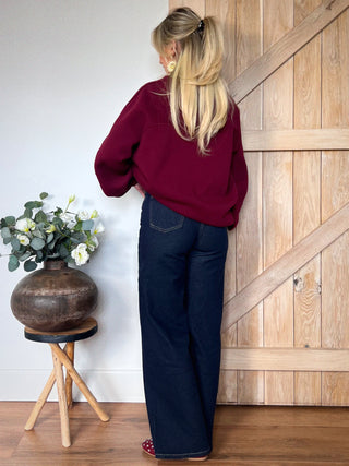 Retro Wide-Leg Jeans / Dark Blue