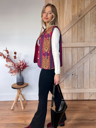 Tiger Stripe Vest / Burgundy