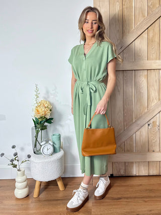 Button-Up Knit Dress / Sage Green