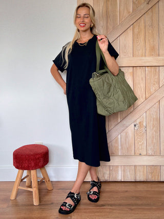 Oversized T-shirt Maxi Dress / Black