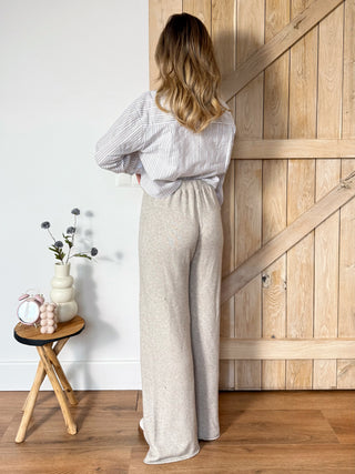 Oversized Cropped Blouse / Neutral Stripe