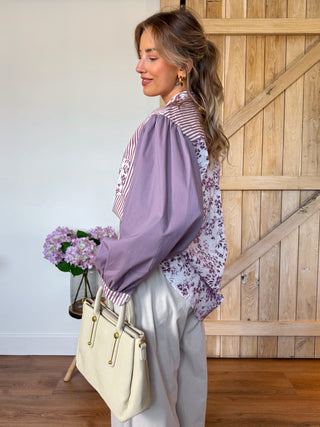 Statement Puff-Sleeve Shirt / Old Rose-Lilac