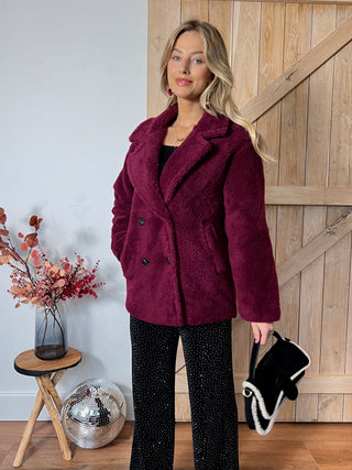 Cozy & Classic Teddy Coat / Burgundy