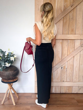 Maxi Straight Denim Skirt / Black