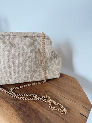 Leopard Print Pouch Bag / Beige