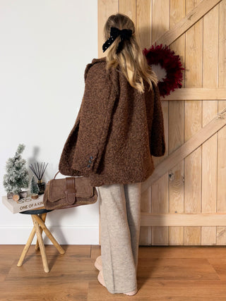 Oversized Teddy Blazer Jacket / Chocolate Brown