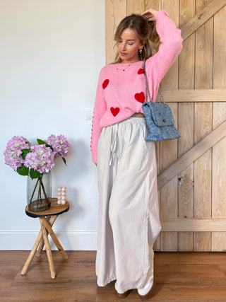 Love Knit Sweater / Pink - Red