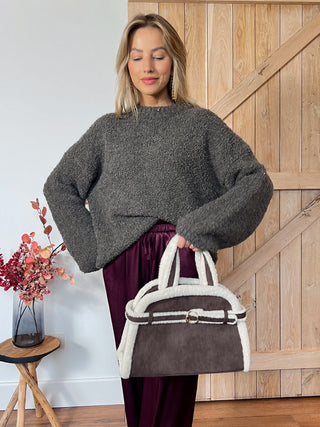 Plush Pullover Love / Brown-Grey