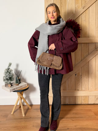 Oversized Parka Jacket / Wine Red