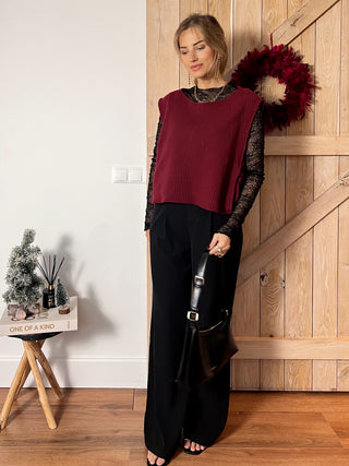 Side-Tie Knit Vest / Burgundy