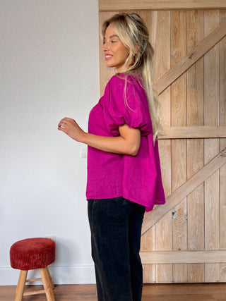 Ruffled Cotton Blouse / Purple