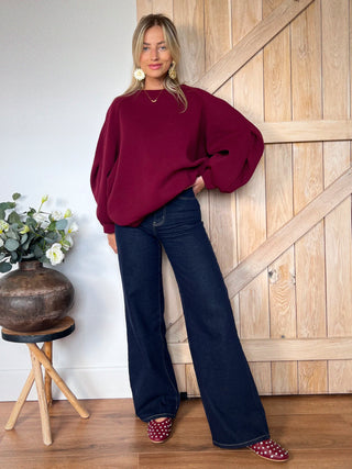 Retro Wide-Leg Jeans / Dark Blue