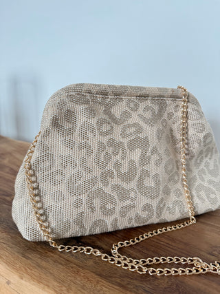 Leopard Print Pouch Bag / Beige