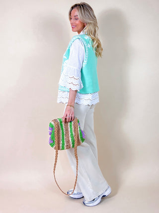 Soft Aztec Gilet / Mint-White