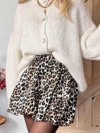 Balloon Mini Skirt / Leopard Brown