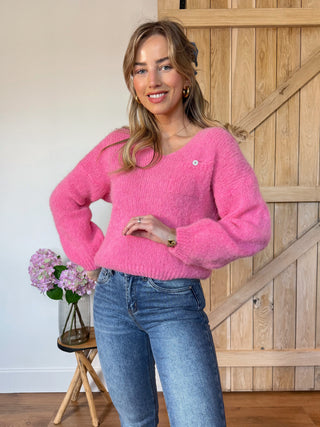 Soft V-Neck Knit / Pink