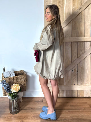 Balloon Shirt Dress / Beige