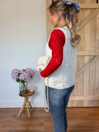 Quilted Tie-Waist Gilet / Beige